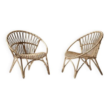 Pair of vintage rattan armchairs – 60s/70s design