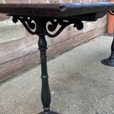 Café table bistro vintage brasserie 1890-1910 cast iron & fir