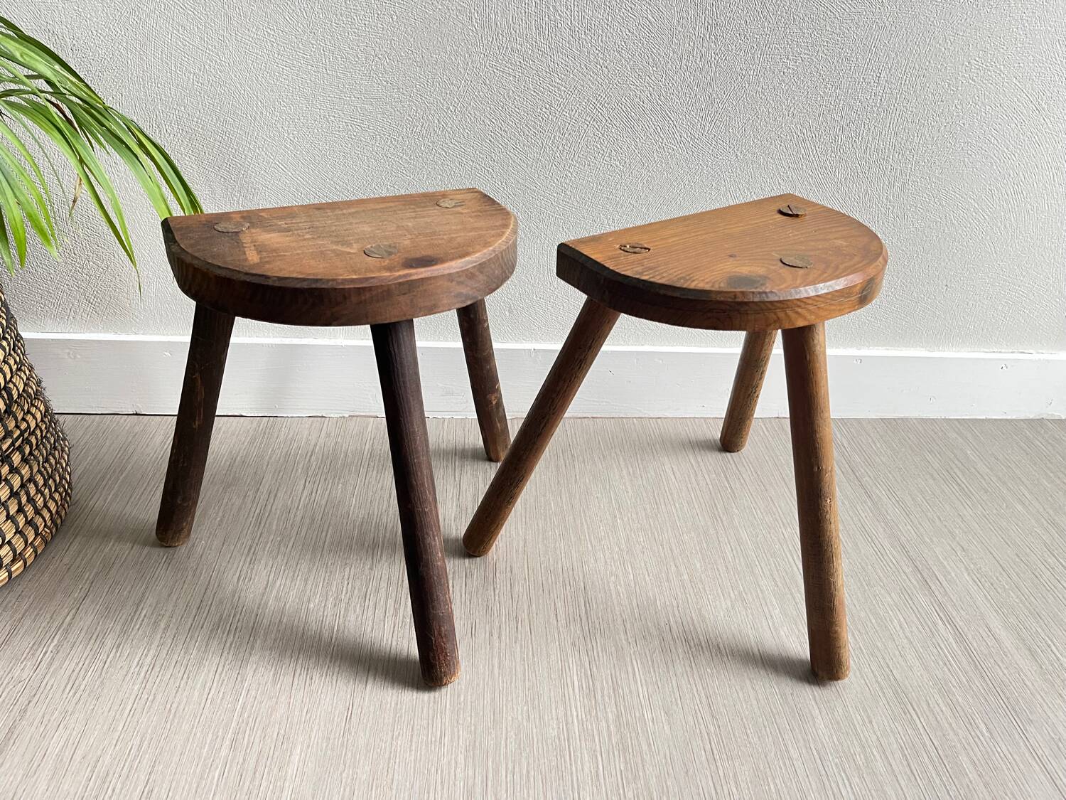 Wooden tripod stools