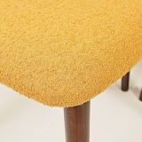 Ocra Dining Chairs set of 6, yellow bouclè fabric, Dark wood