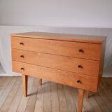 Scandinavian designer chest of drawers in blond oak Mid-Century Circa 1950