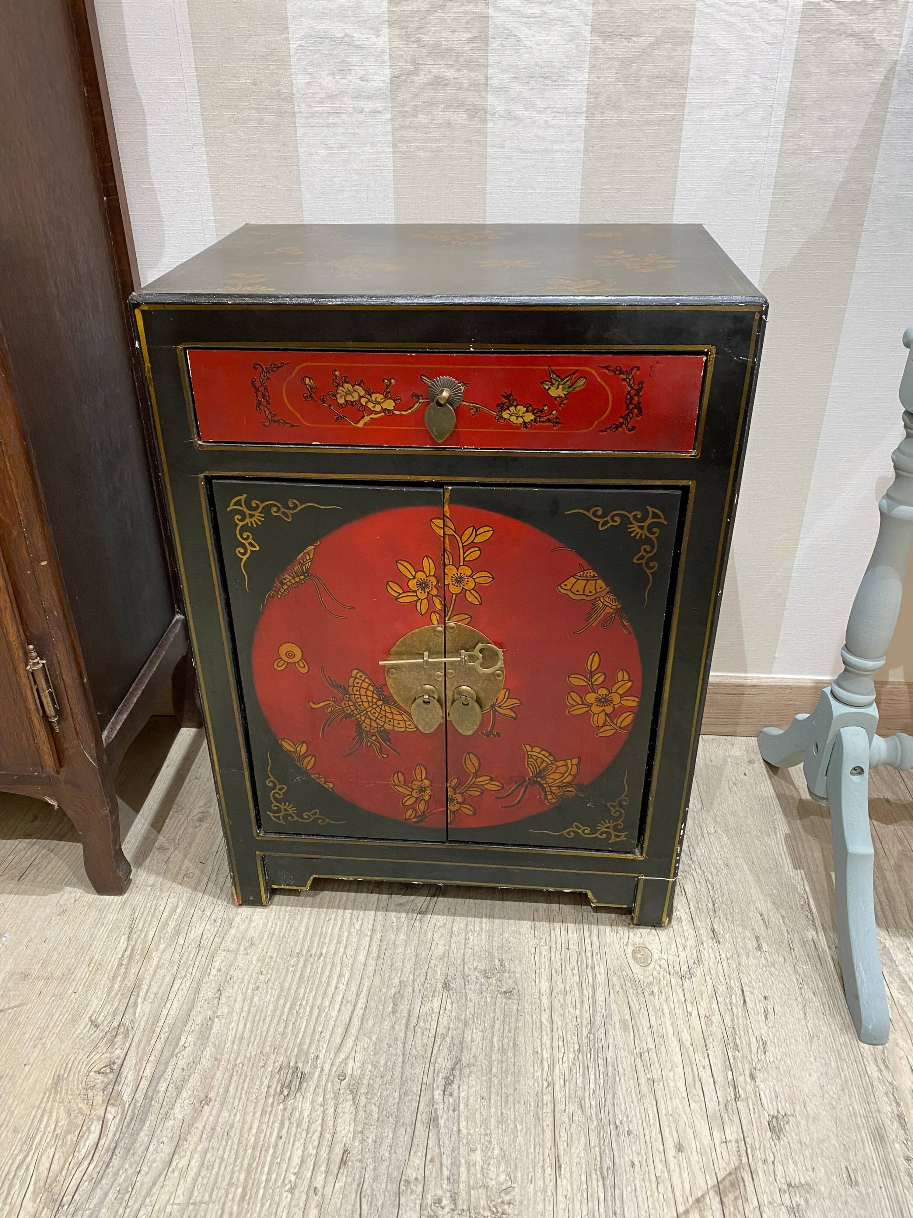 Bedside table / antique Asian accent furniture