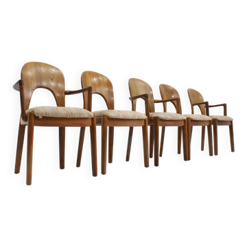 Vintage Danish dining chairs by Niels Koefoed set of 5