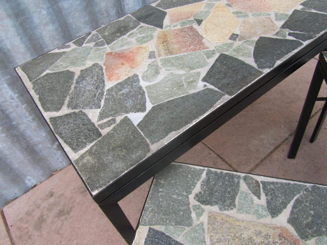 Brutalist Flag Stone nesting Tables, set of 3