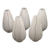 Set of 5 1960s Vintage Retro White Opaque Glass Replacement Shades