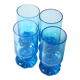 Set of 4 Unique Vintage Bright Blue Glasses / Solid Rare Tumblers / Italy /