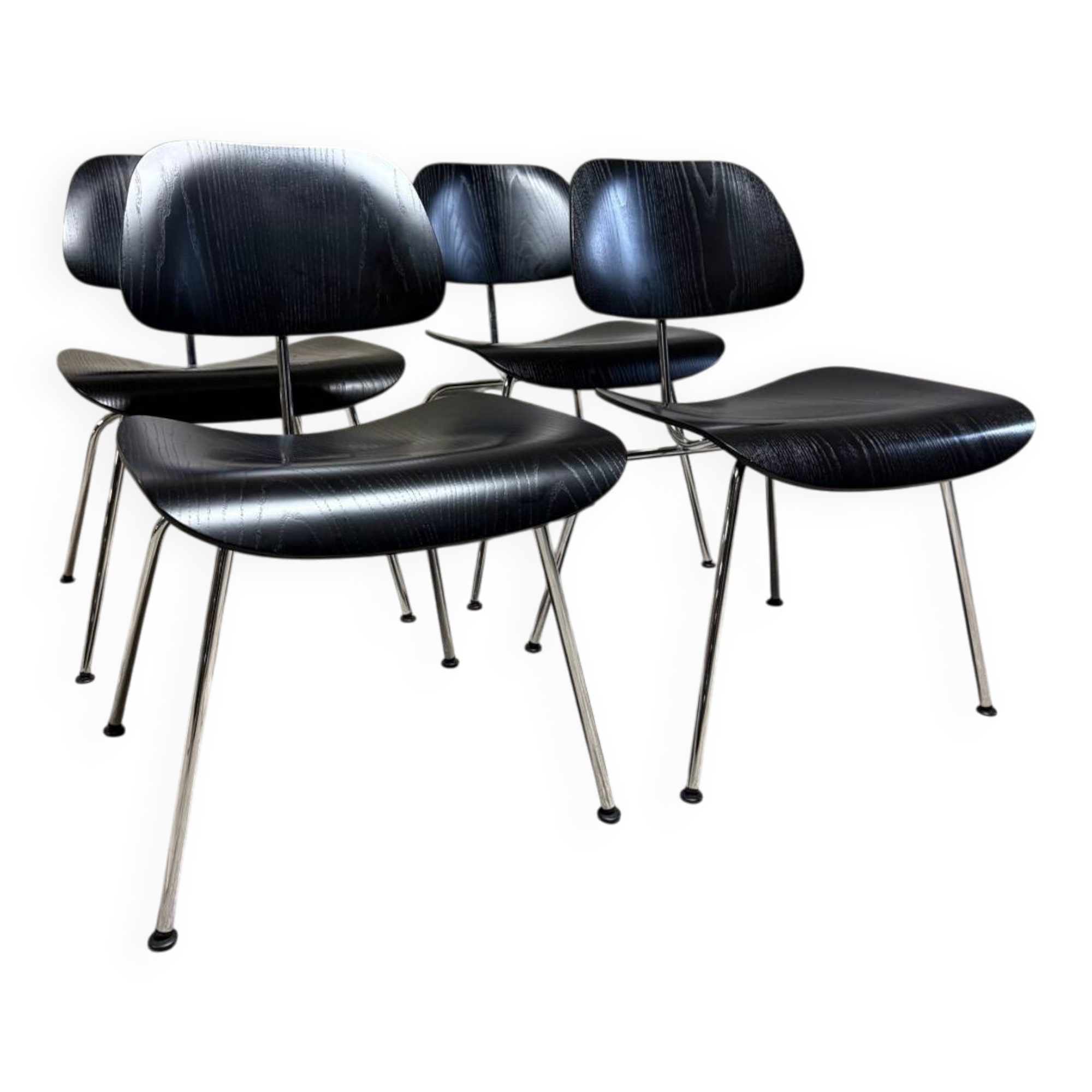 Set of 4 DCM chairs in black ash – Charles & Ray Eames for Vitra