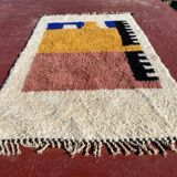 Beniouarain Berber rug, colourful design, 250x150 cm, thick wool, handmade.