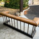 English fireplace bench – Club Fender – Tawny leather and brass –