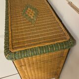 Wicker and wood chest of drawers
