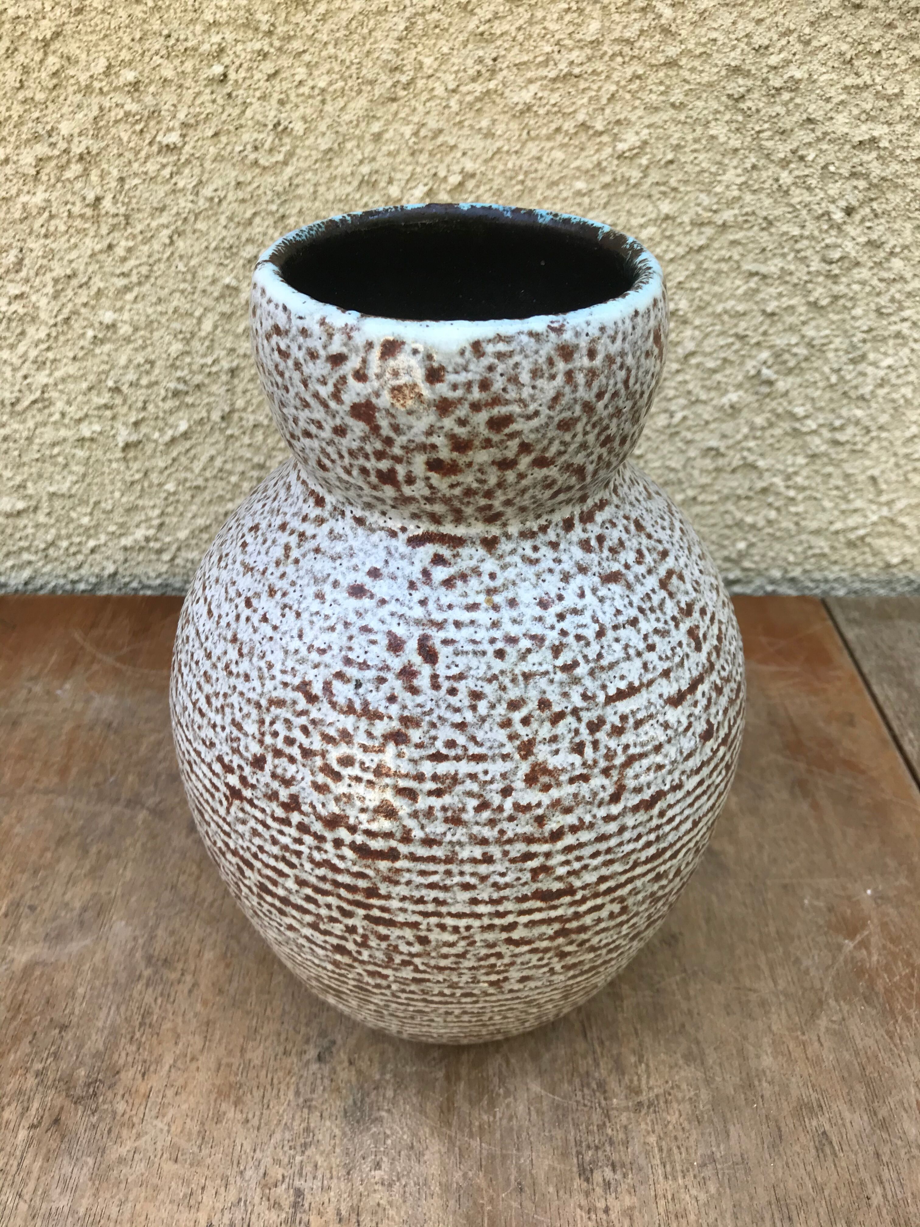 Old Ceramic Vase Brown Grey 70s Vintage