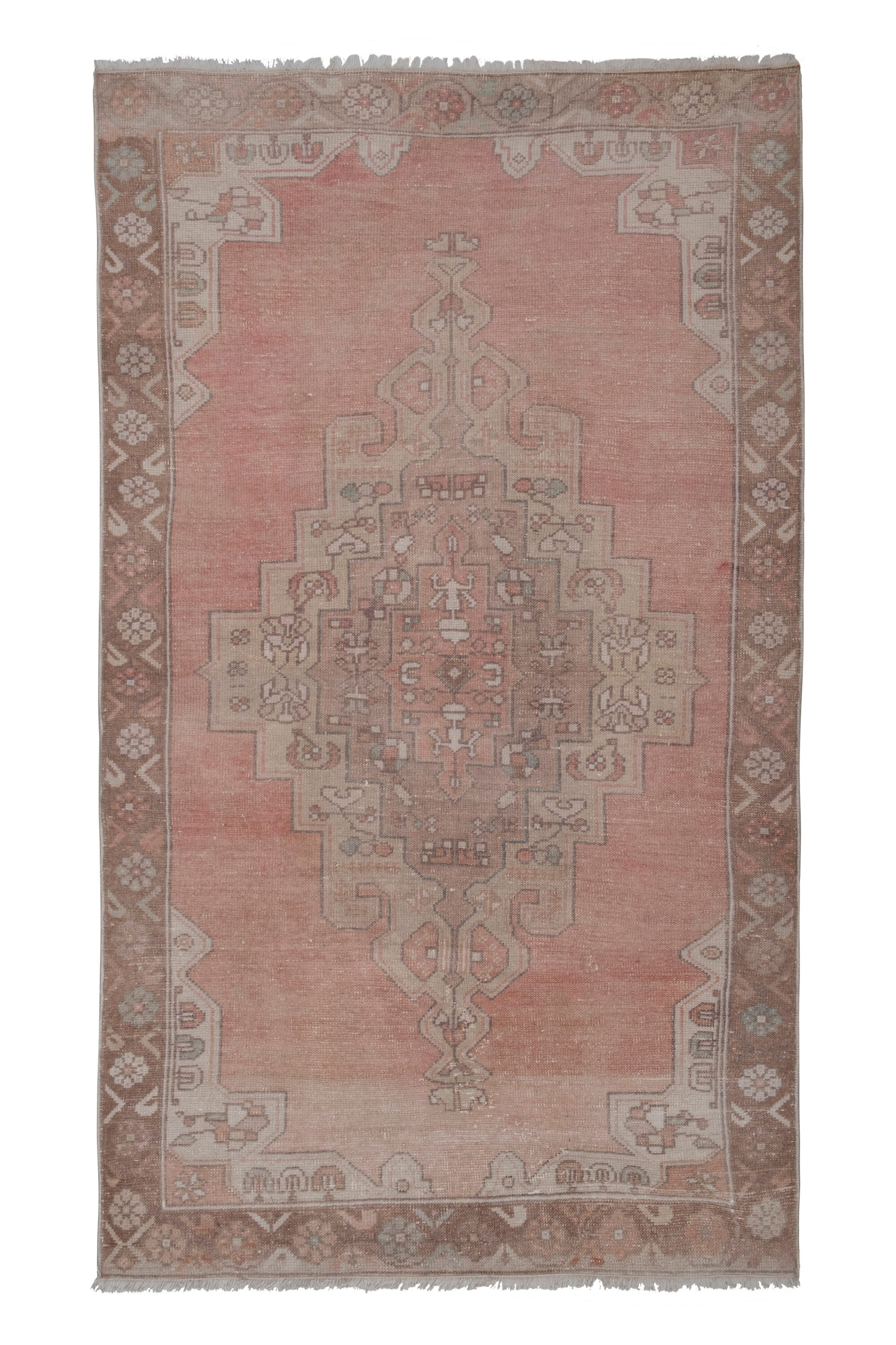 1970s vintage tan handwoven turkish oushak rug 128 x 217 cm