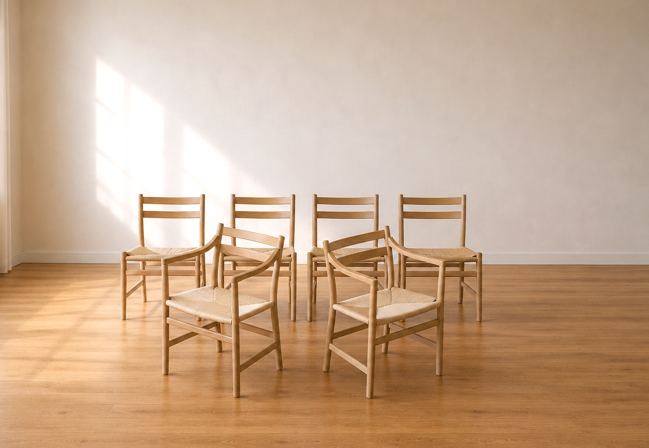 Ensemble de 6 chaises de salle à manger modèle CH46 et CH47 par Hans J. Wegner