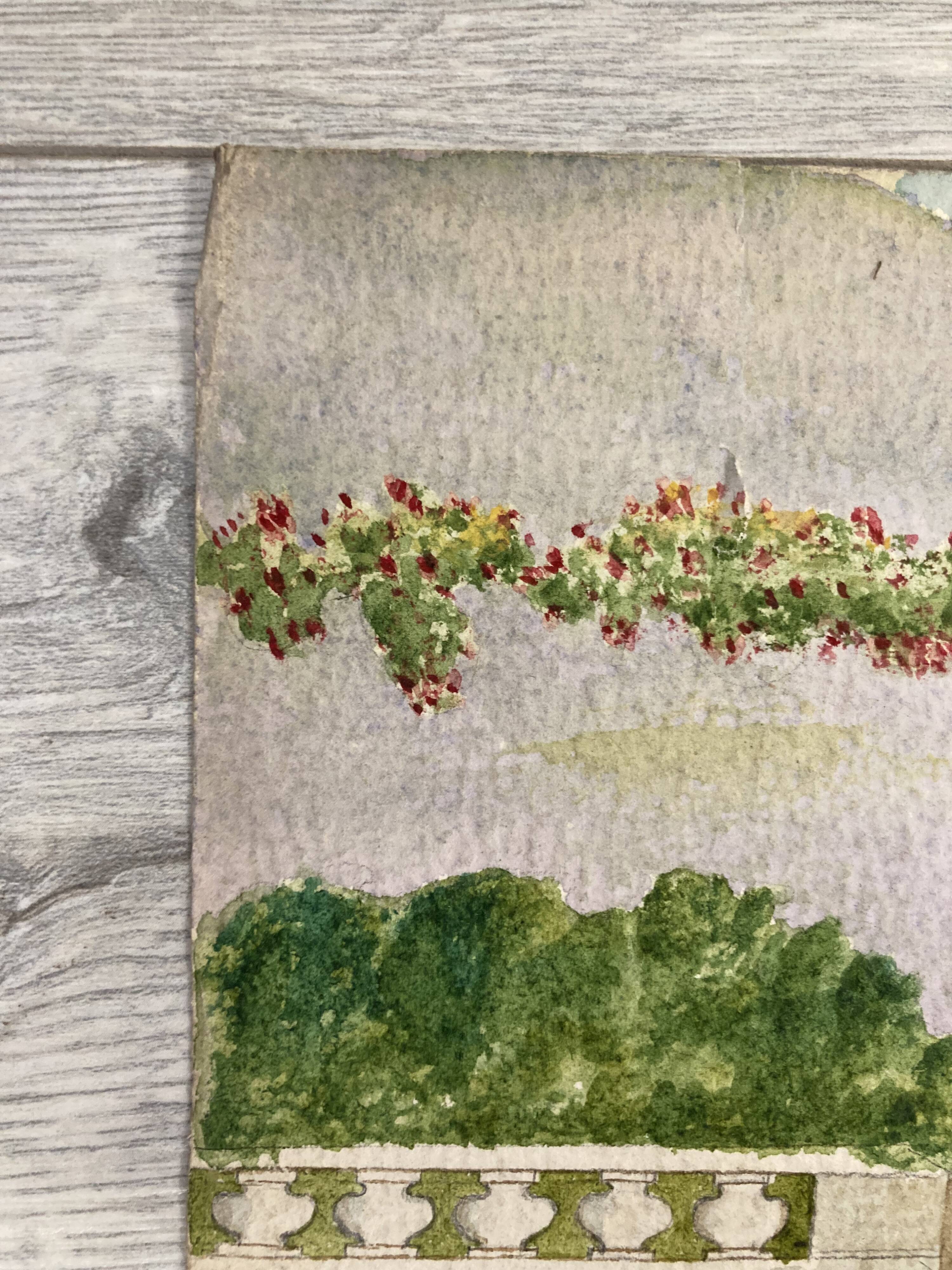 Watercolor seaside landscape recto/verso