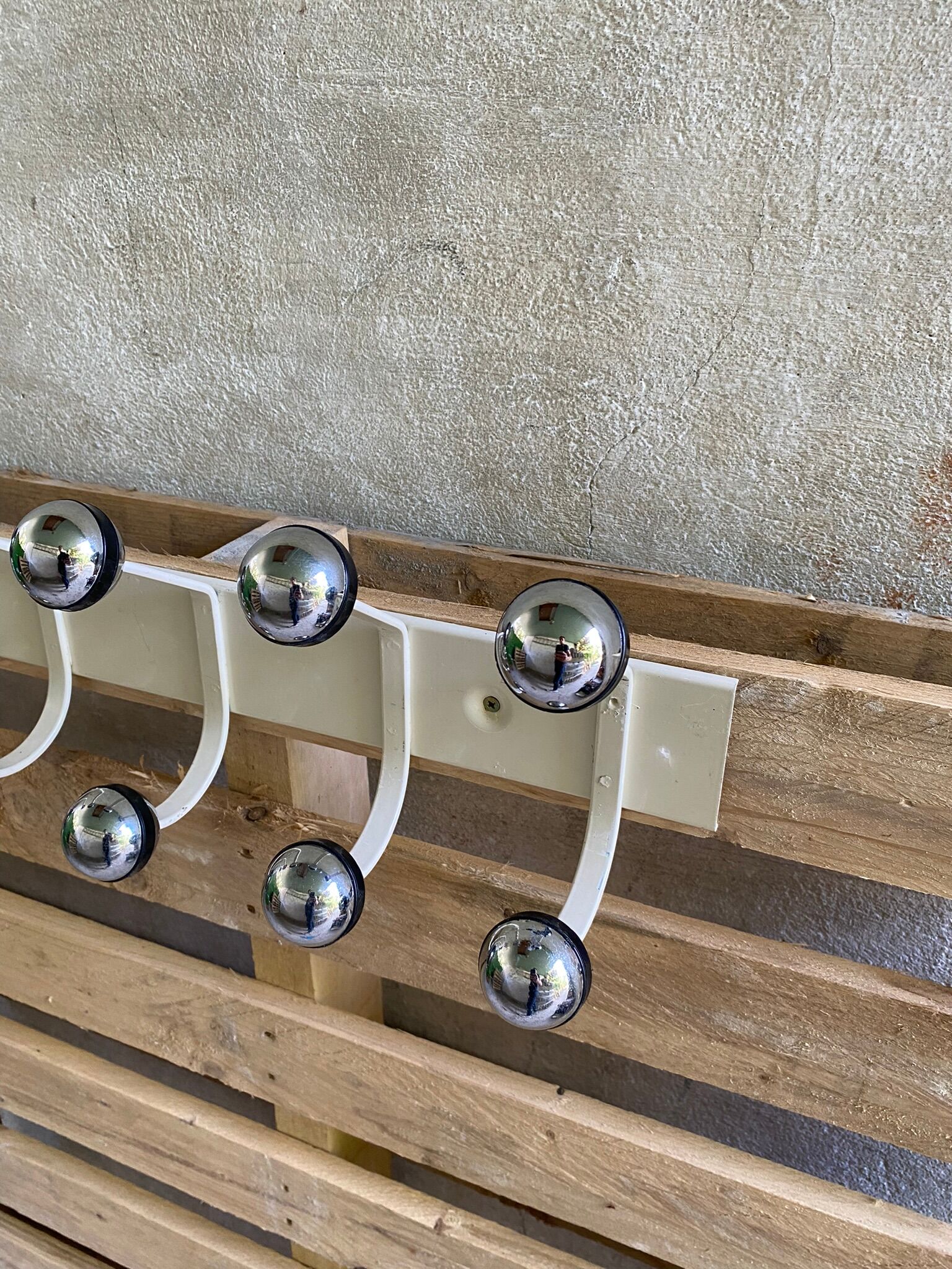 Vintage wall coat rack, Ten hooks, 70s