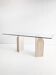 Dining table in travertine and glass with sculpted legs, 1970s.