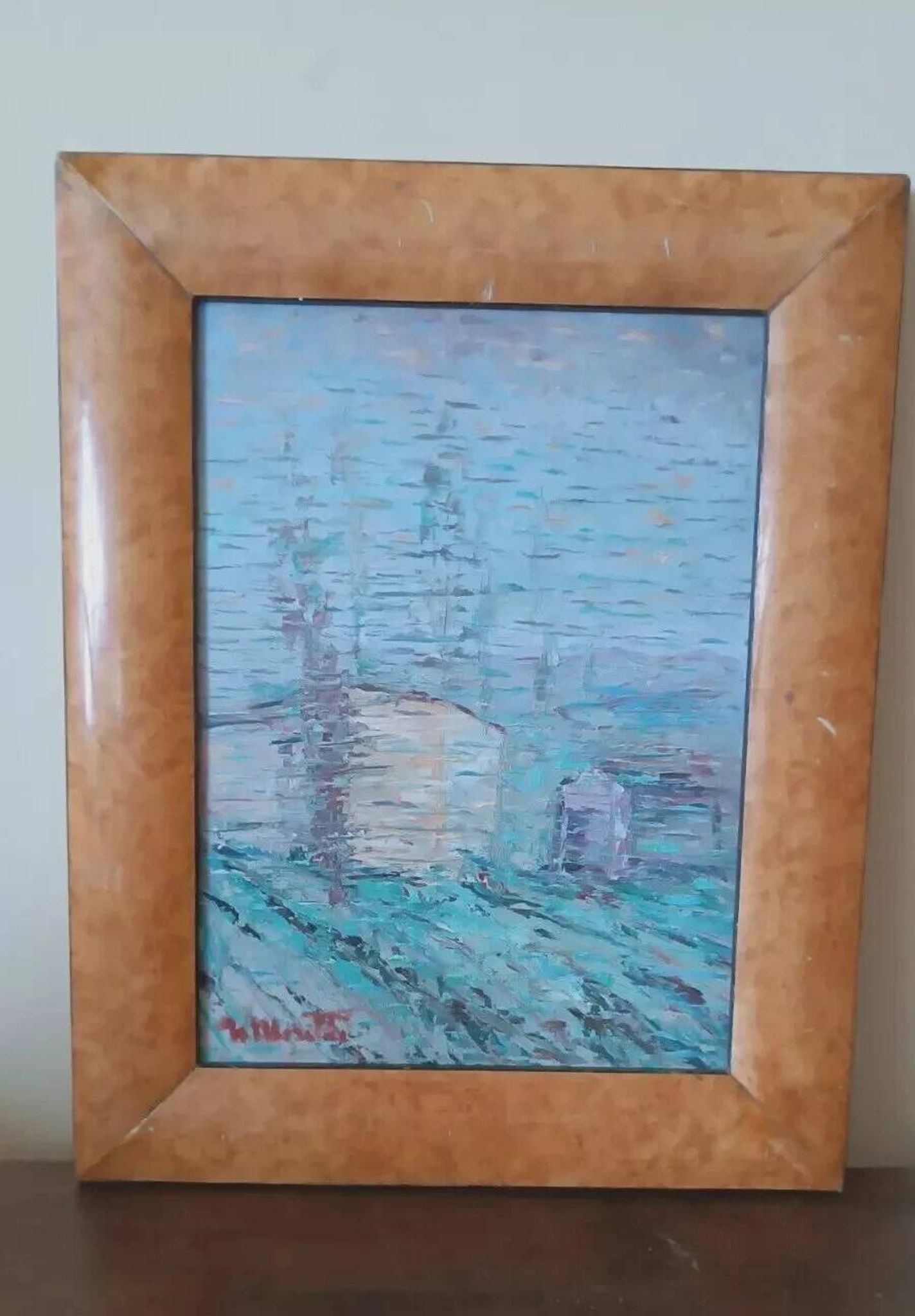 oil painting on hardboard signed Moretti