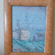 oil painting on hardboard signed Moretti