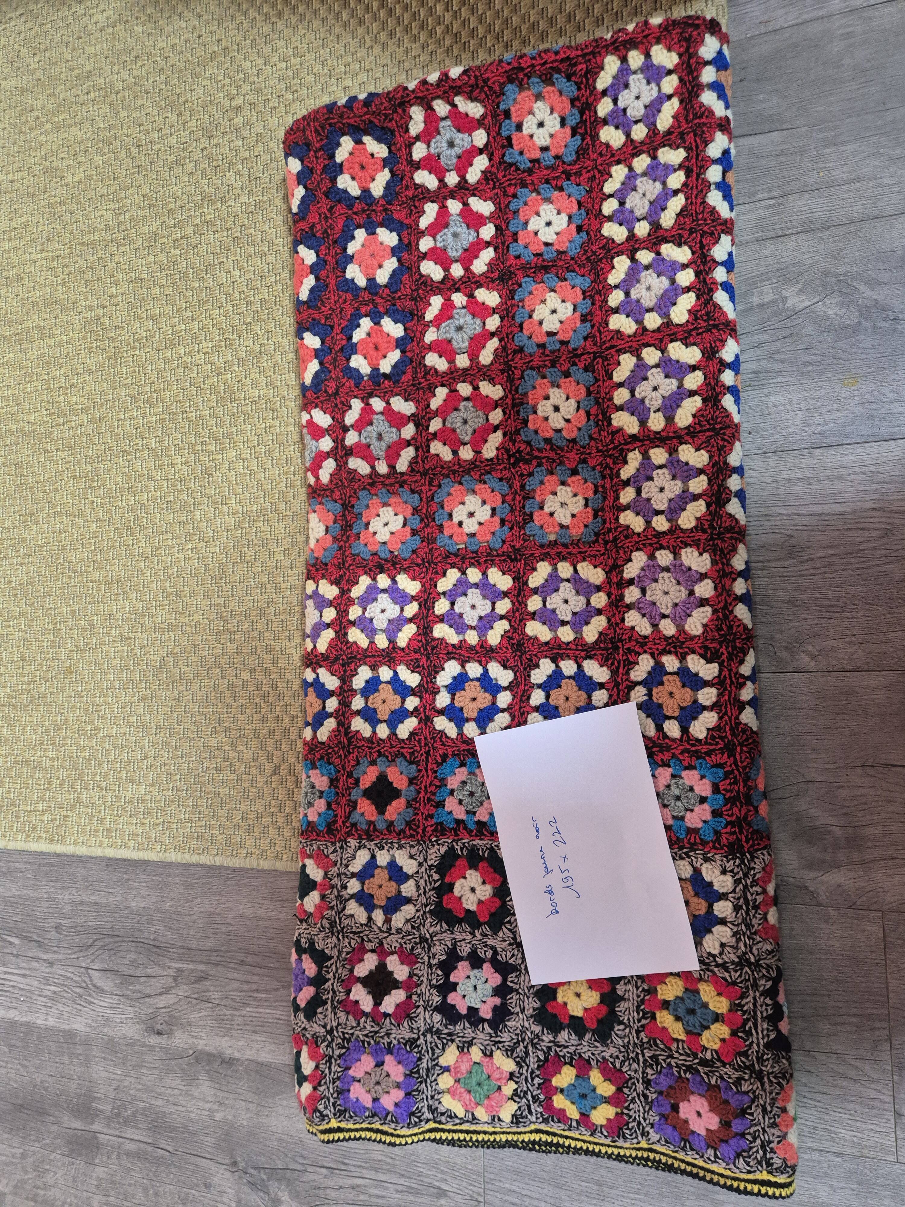 vintage crochet bedspread made of granny squares