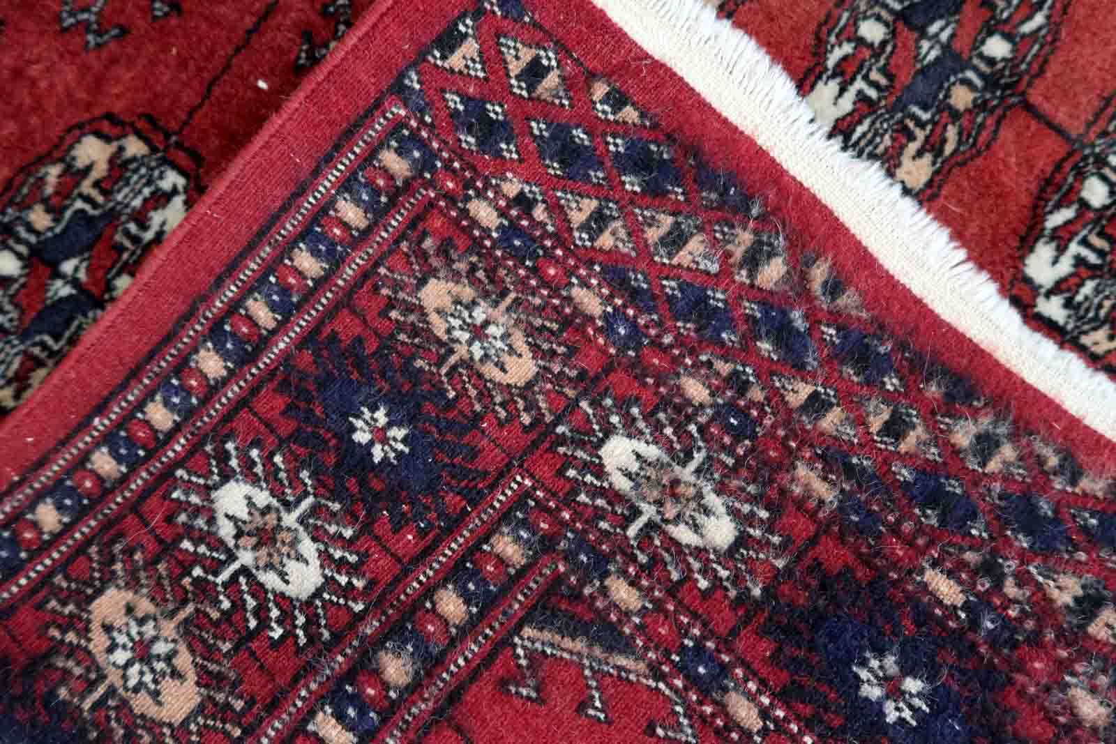 Handmade vintage rug Uzbek Bukhara 81cm x 119cm 1970s