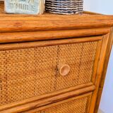 Vintage rattan chest of drawers