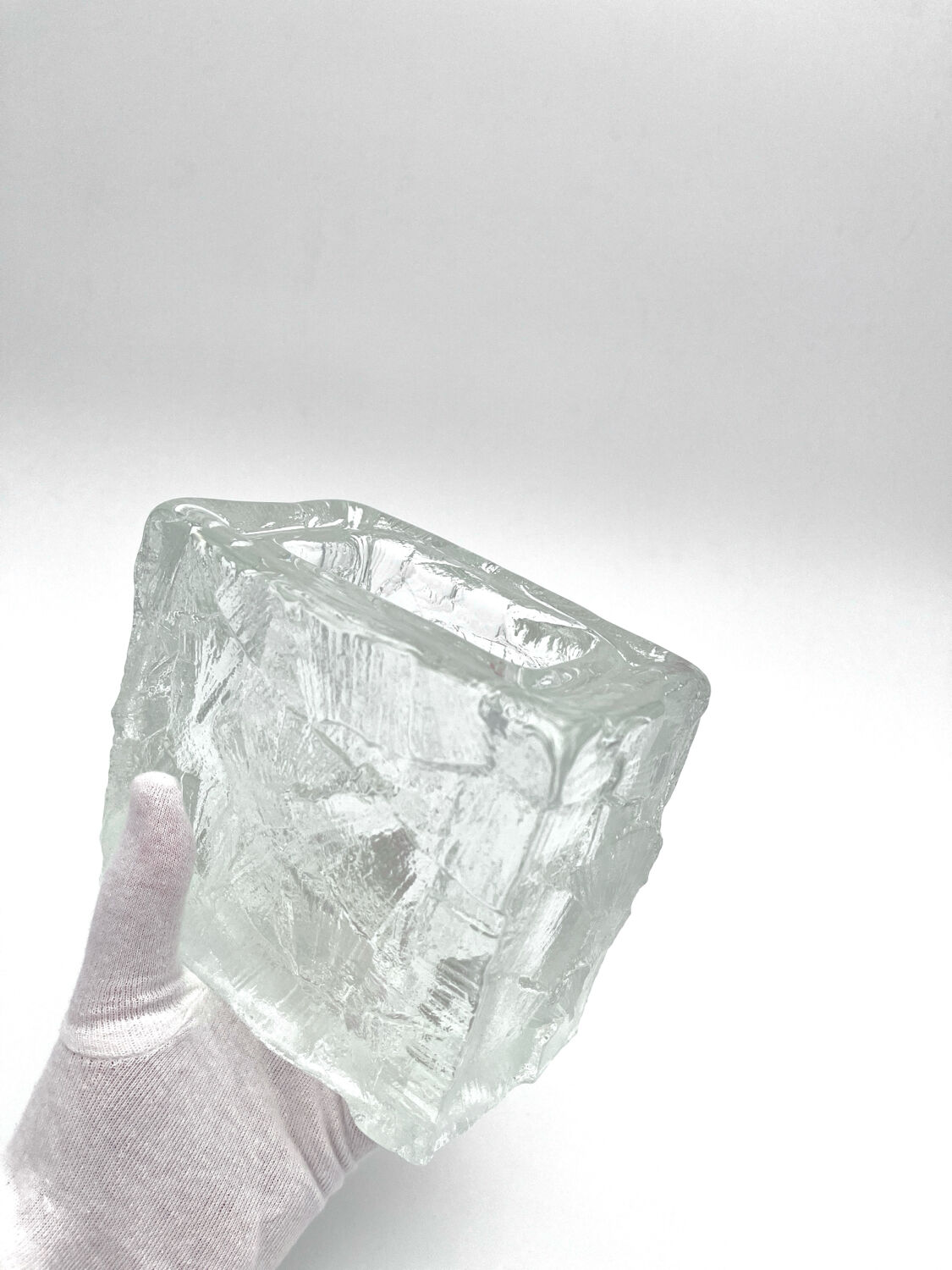 Brutalist vase "Demant" Göte Augustsson - Ruda Glasbruk - Sweden 1960