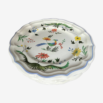 Set of 6 GIEN birds of paradise dinner plates