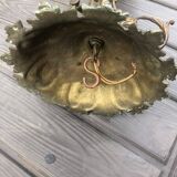 Antique French Napoleon III Brass & Bronze Opaline Glass Ceiling Light