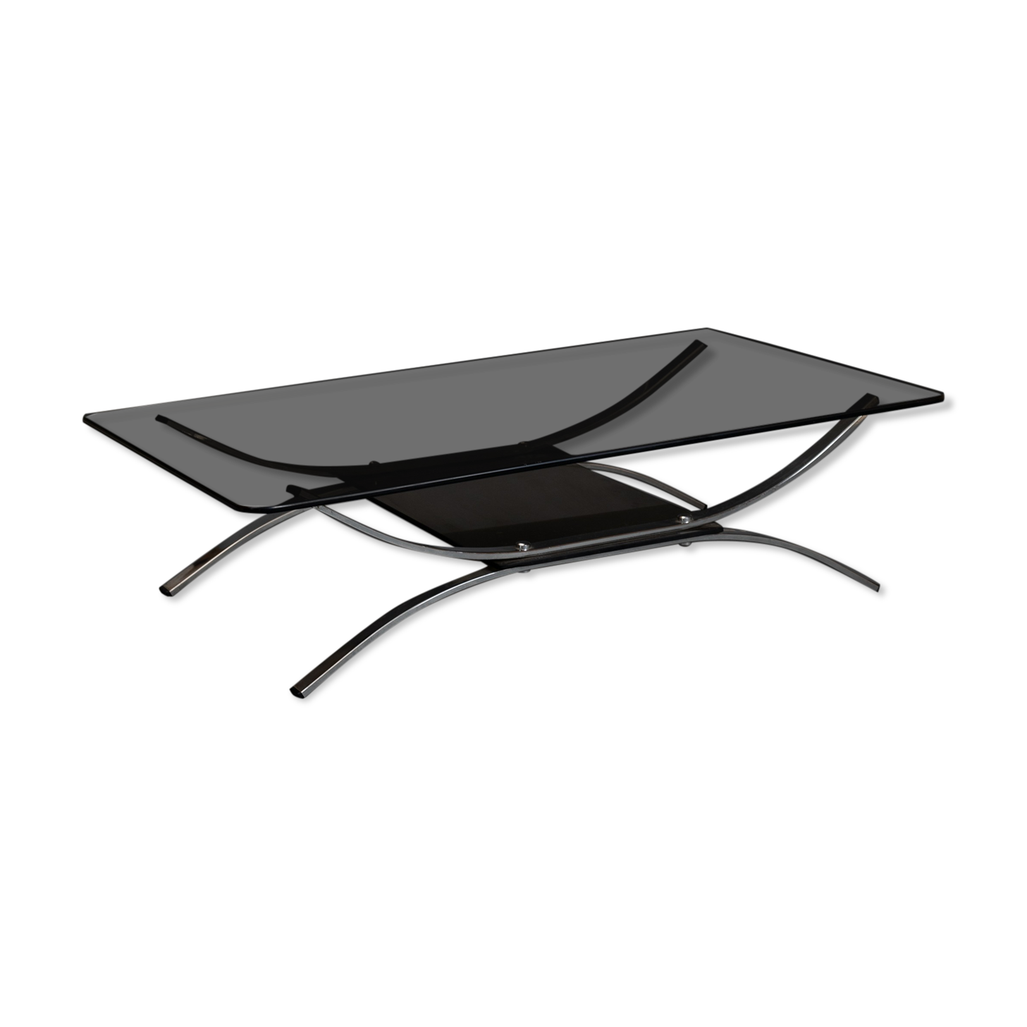 Chrome coffee table and smoked glass 1970