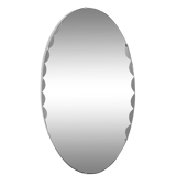 Bevelled art deco oval mirror mounted on wood with vertical or horizontal original chain 38x68cm