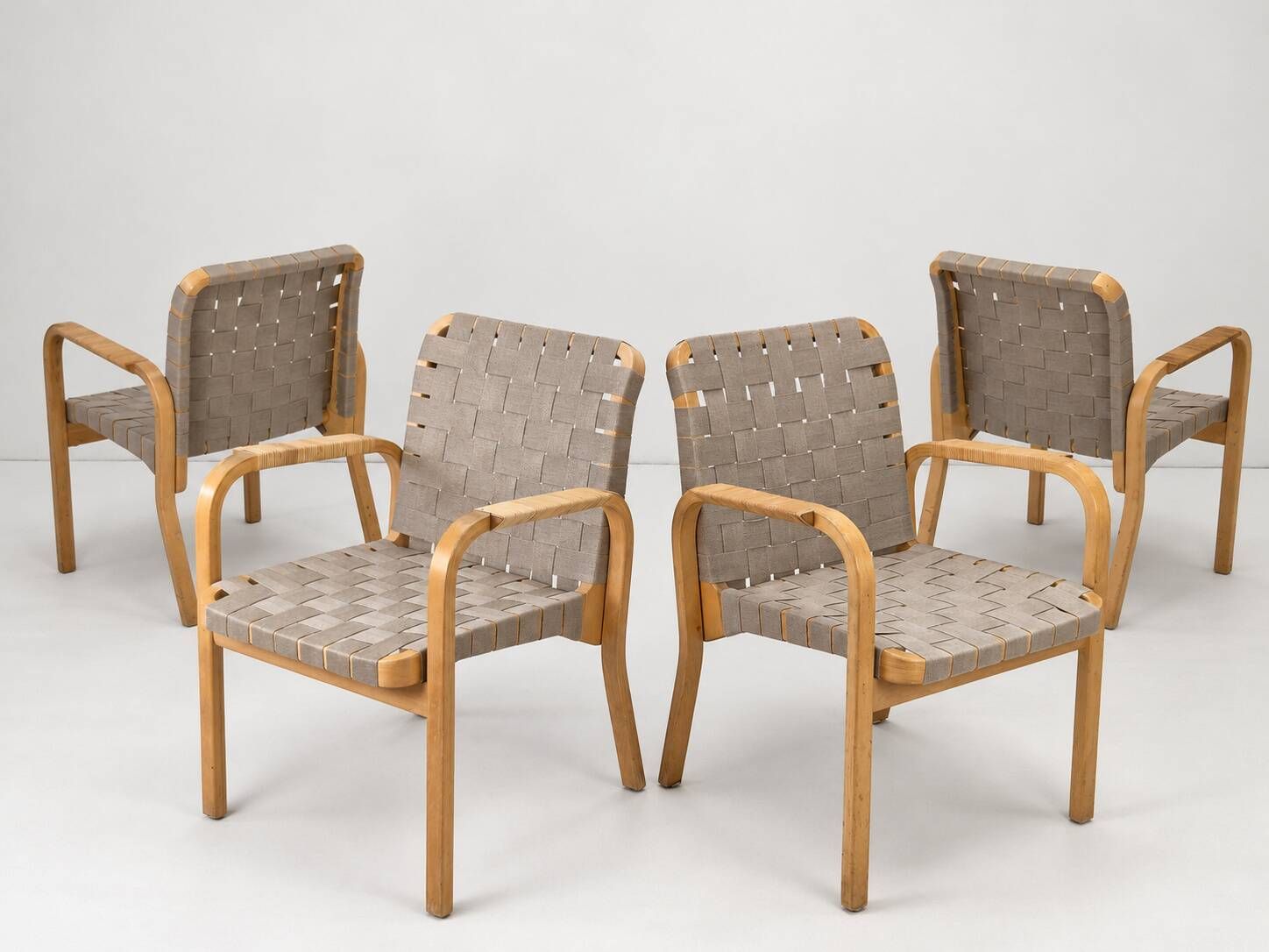 Model 45 Lounge Chairs by Alvar Aalto for Artek, 1970s, Set of 4