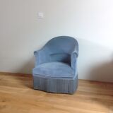 Fauteuil crapaud velours bleu