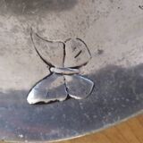 Pewter dish with roses and butterfly