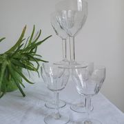 Set of 6 cut glass wine glasses