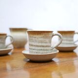 Série de 4 tasses et un pot à lait vintage en grès