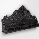 Richly carved baroque black wooden sculptured shelf, France ca. 1850