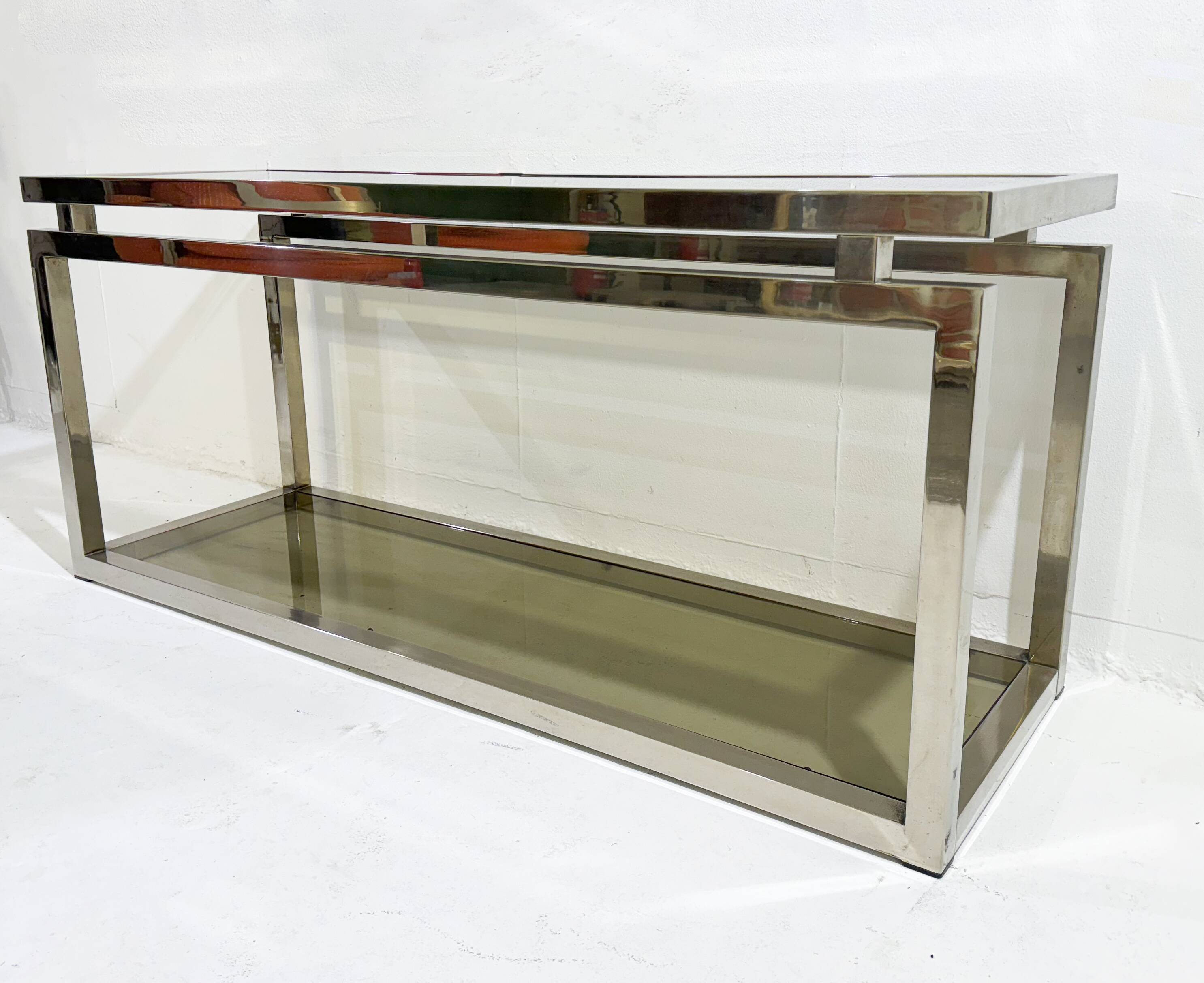 Console chromée moderne du milieu du siècle, 1970