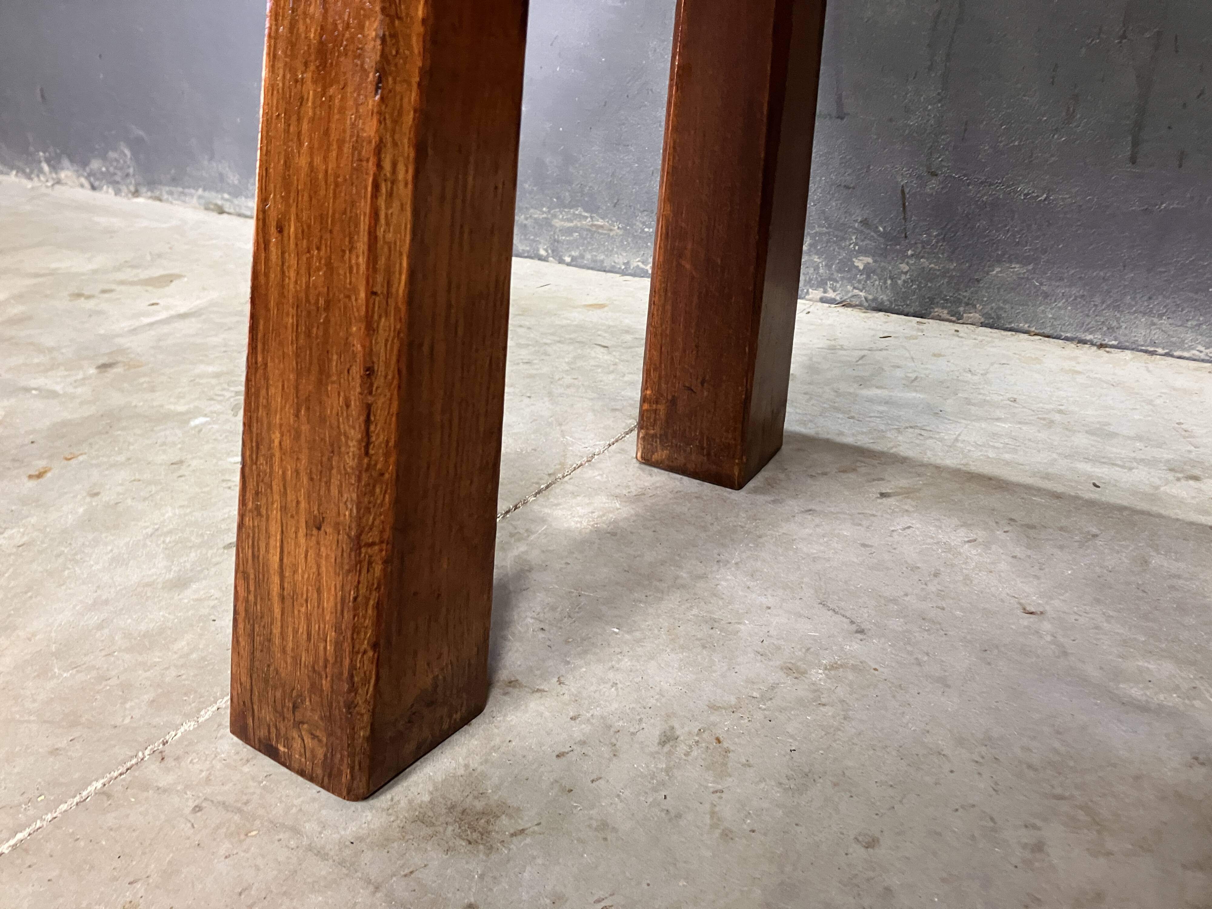 Table d'appoint brutaliste en chêne des années 70, table basse, banc