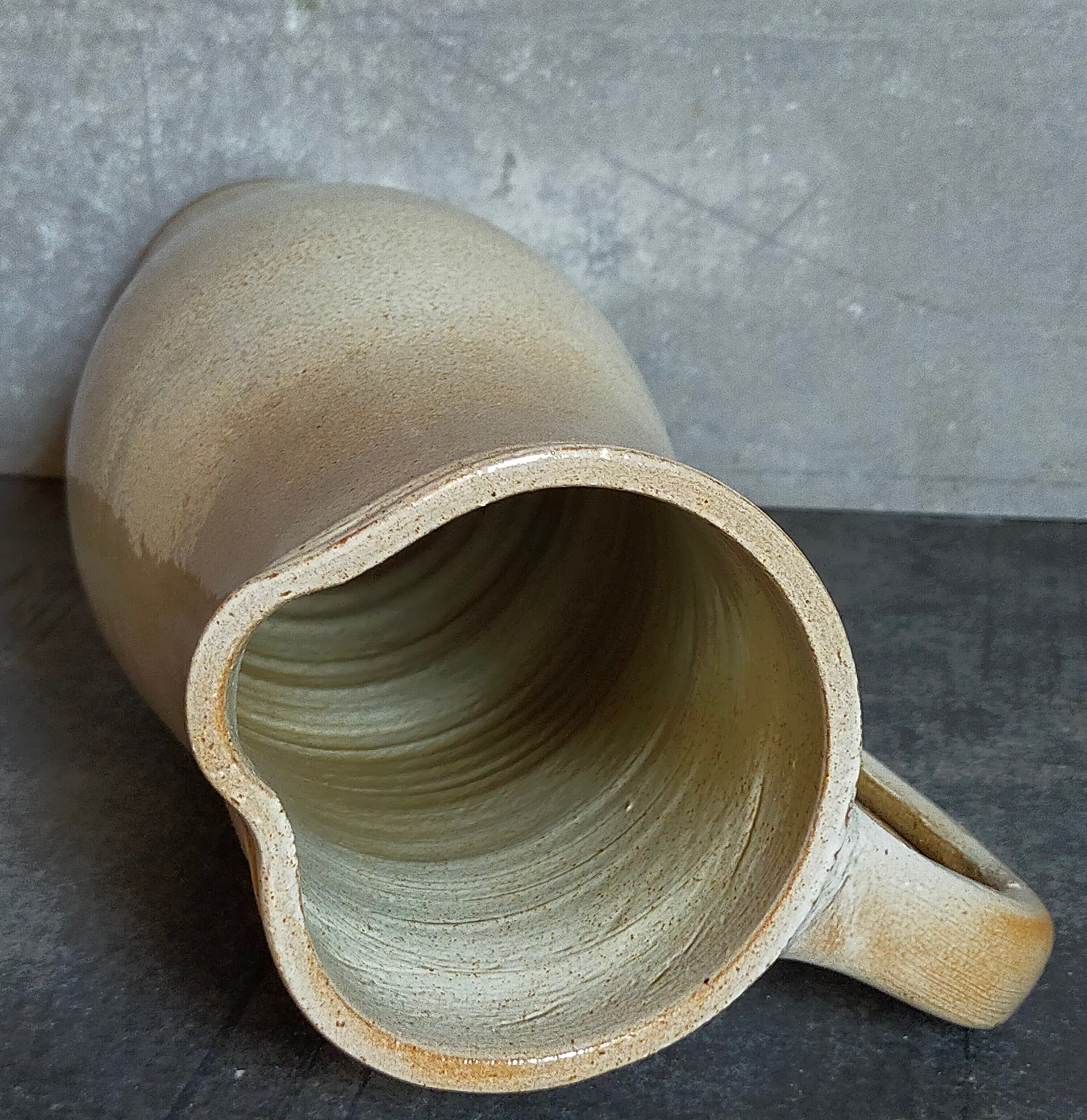 Enamelled sandstone pitcher Jean Dubost in Noron La Poterie 60s