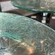 Paire de tables basses rondes, verre, ca 1970