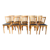 10 chaises baumann n°12 skaï noir hêtre clair