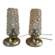 Pair Vintage  Lamps, Bedside, Bubble Glass