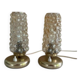 Pair Vintage  Lamps, Bedside, Bubble Glass