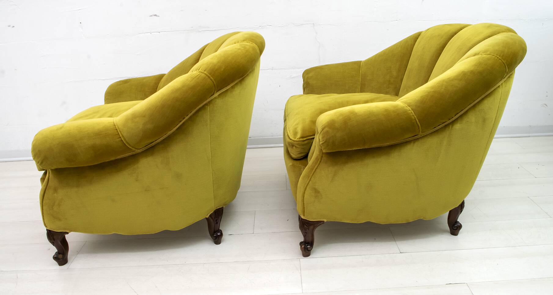 Pair of Mid-Century Modern Italian Velvet Armchairs, 1950s