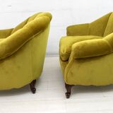 Pair of Mid-Century Modern Italian Velvet Armchairs, 1950s
