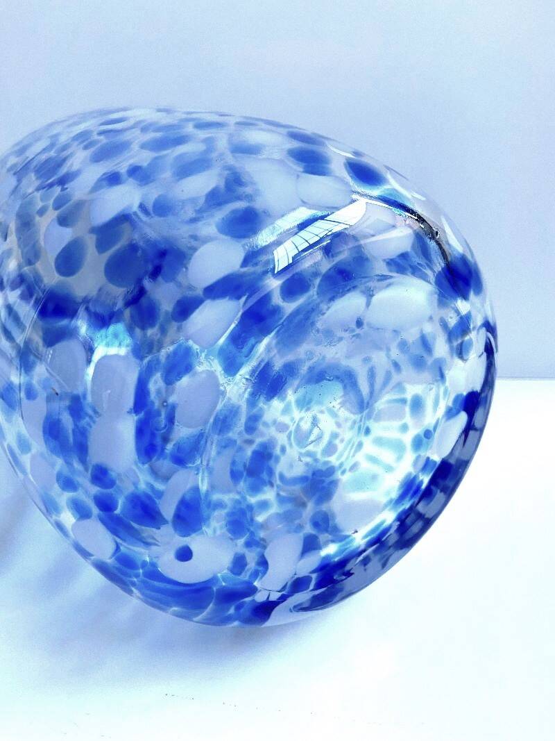 Élégant Vase Soliflore Photophore Mirella Verre Épais Soufflé Moucheté Neuf
