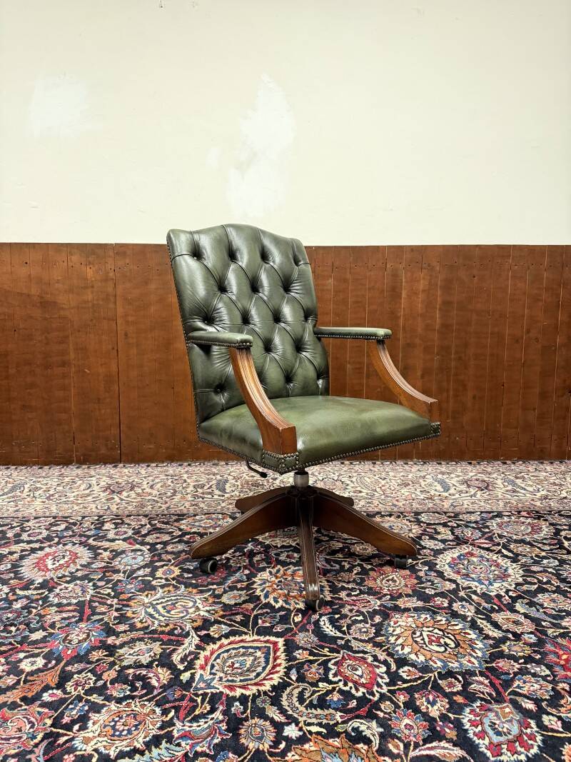 English Chesterfield Green Office Chair