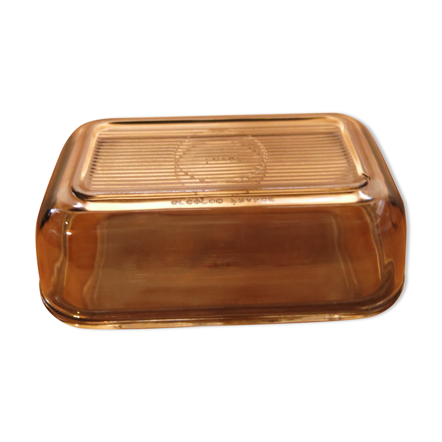Black amber glass butter dish from lever