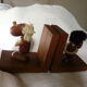 2 bookends in Scandinavian vintage teak Hans Bolling optimistic pessimistic