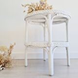 Table basse ancienne en rotin blanc